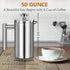 Stainless Steel French Press Coffee Maker, Double Wall Insulated, 50oz/1500ml, with 3 Extra Screens, Silver