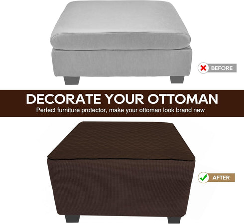 NeColorLife Ottoman Cover Rectangle Waterproof Ottoman Slipcover Rectangular Oversized Thick Storage Footrest Stool