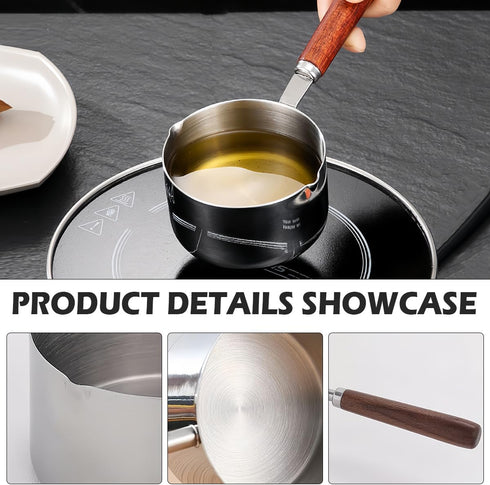 Stainless Steel Saucepan with Pour Spouts, Small Nonstick Milk Pot for Kitchen, 250ml