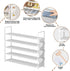 5 33.3in 11.2in 35.6in 20-25 OYREL Tier Shoe Organizer, Wide x Deep x Tall, Black Metal and Plastic Shoe Rack with Side
