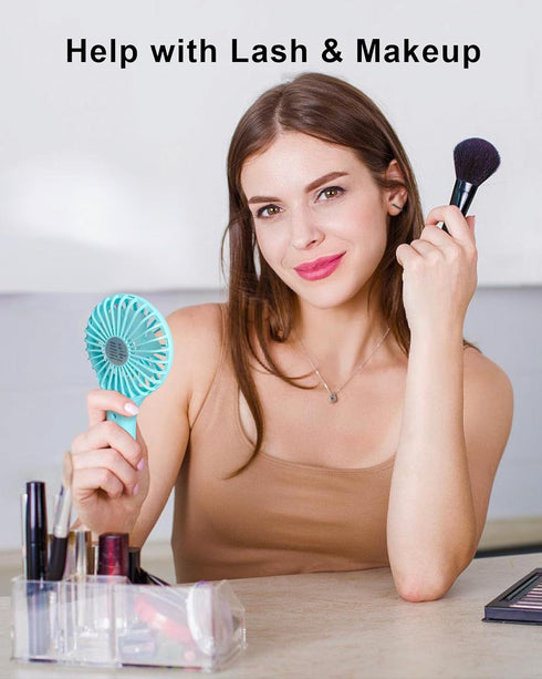 TriPole 2 Pack Handheld Fans - Blue Mini Portable Fans, Rechargeable Battery Operated for Outdoor Travel