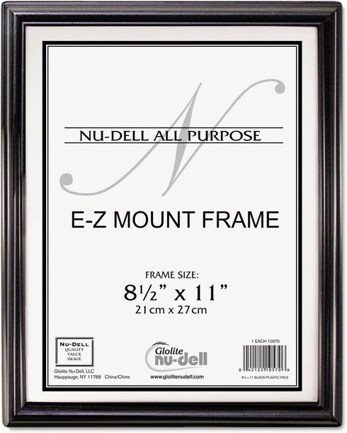 8.5" x 11" EZ Mount Economy Document Frame, Plastic Face, Black