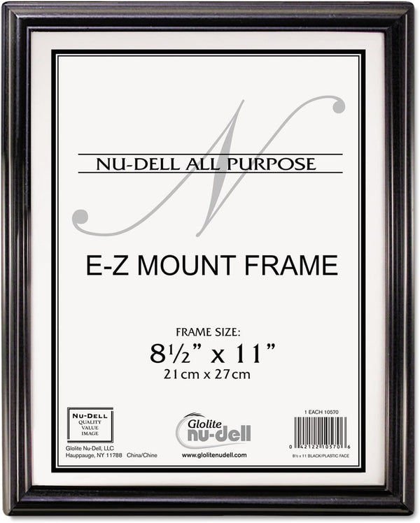 8.5" x 11" EZ Mount Economy Document Frame, Plastic Face, Black