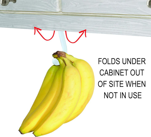 Banana Hook Hanger by Gadjit (2 Pack) - Under Cabinet Hook to Hang Bananas, Prevents Bruising