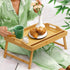 Lesnople Tray Table for Bed, Bamboo Breakfast Tray with Folding Legs and Handles, Natural Color Bed Tray with Media