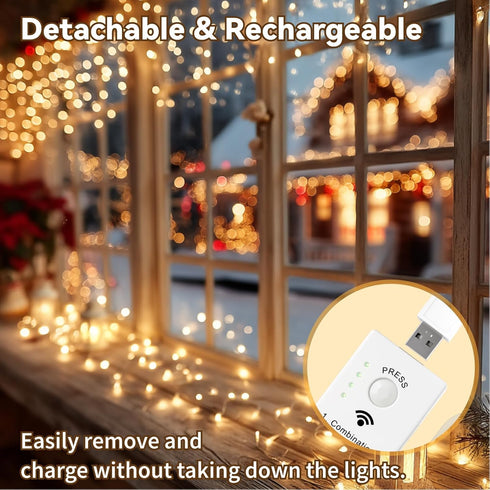 8 2 Pack 16FT 50LED HXWEIYE Rechargeable Fairy Lights Battery Operated, DIY Timer & Modes, Twinkle String Lights