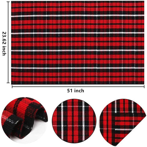 Christmas Outdoor Rugs 24 x 51'', Black Red Buffalo Plaid Hand-Woven Indoor/Outdoor Layered Door Mats