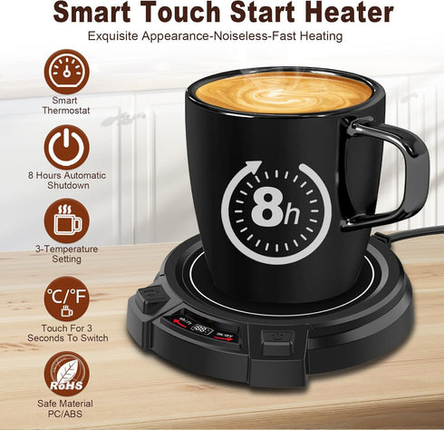 TYVOLYN 8H Tech/3 Settings,Constant Coffee Mug Warmer for Desk-Smart Candle Warmer Auto Shut Off,Coffee Cup Heater