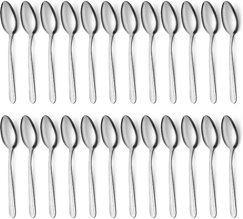 BEWOS 24 Pieces Silverware Set, 6.2 Inches Stainless Steel Tea Spoons, Mirror Polished, Dishwasher Safe for Home,