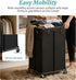2 Laundry Hamper with Wheels, Rolling Laundry Basket with Metal Frame and Removable Bag, Double Laundry Hamper Section