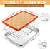 Mini Toaster Oven Pan with Rack & Mat Set, P&P CHEF 9 Inch Stainless Steel Small Toaster Oven Tray with Wire Rack & Silicone Mat for Small Oven & One Person Use, Easy to Clean & Sturdy, 3Pcs, Oblong