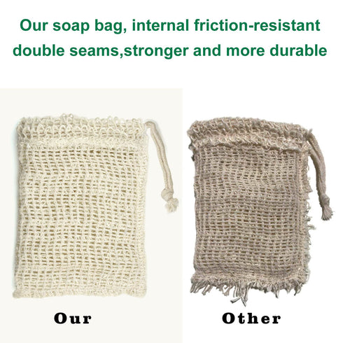 E-Know 5 Pack Soap Bag, Natural Sisal Soap Saver, Zero Waste Plastic-Free Soap Net, Foaming and Drying The Soap