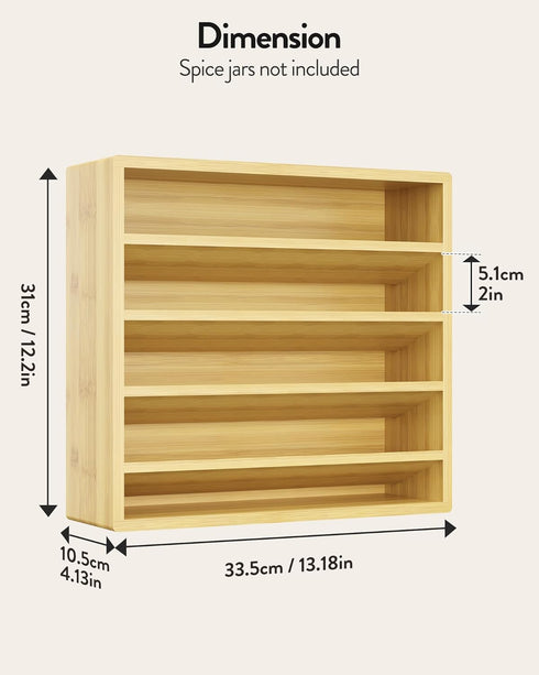 4 Countertop, 13.18 4.13 12.2 inches(Spice Orimade Tier Spice Rack Organizer for Cabinet, Freestanding Bamboo Seasoning