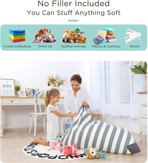 50"x 35" Aubliss Stuffed Animal Storage Bean Bag Chairs Cover, Extra Large Bean Bags Chair for Kids Adults, Beanbag Toy