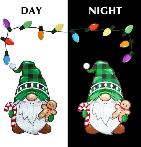 Christmas Reflective Car Magnets, 20PCS Magnet Stickers Set with Gnomes and Colorful Bulb Lights