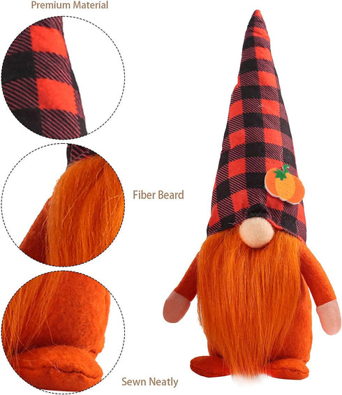 3 Pcs Fall Decoration Gnomes Plush Elf Doll Figurine with Pumpkin and Autumn Maple Leaves for Thanksgiving