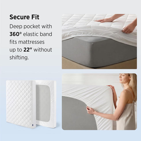22 Inches, Bedsure Full Mattress Protector, Quilted Mattress Topper Full with Deep Pocket up to Soft Breathable