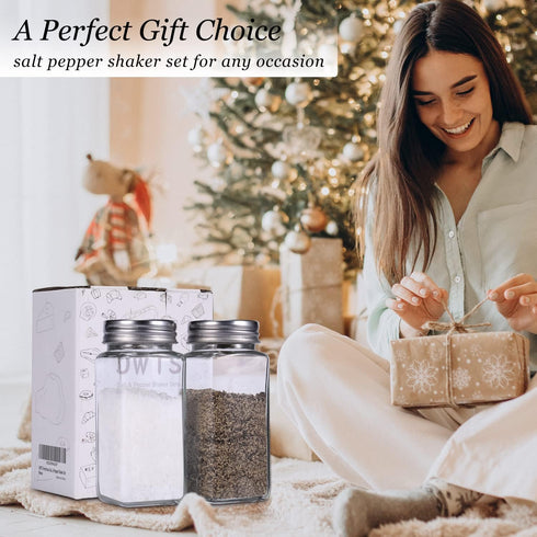 DWTS DANWEITESI Large Salt and Pepper Shakers Set, Cute Farmhouse Kitchen Spice Jars with Stainless Steel Lid