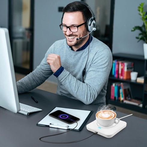 USB Coffee Mug Warmer, Smart Electric Cup Warmer for Home Desk Office Use, Beverage Heating Plate with Gravity Switch