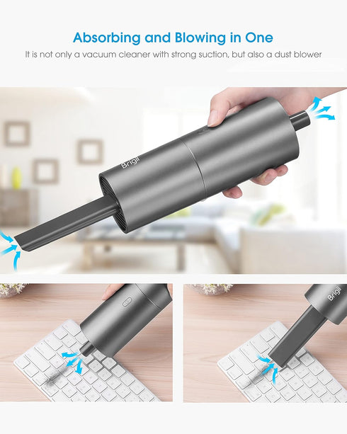 Brigii Mini Vacuum Cleaner, Small Handheld Cordless USB Rechargeable Dust Buster and Blower for Desktop, Keyboard, Car