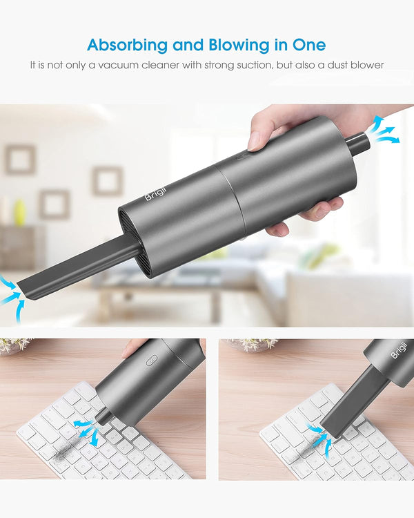Brigii Mini Vacuum Cleaner, Small Handheld Cordless USB Rechargeable Dust Buster and Blower for Desktop, Keyboard, Car