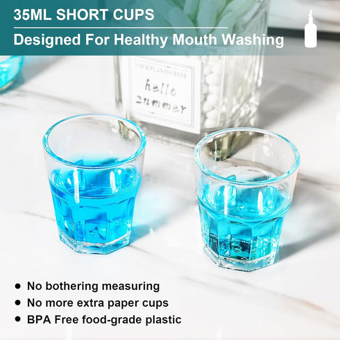 1 Pack, 17oz Mouthwash Dispenser for Bathroom, Glass Mouthwash Dispenser with Cup, Mouth Wash Container Bottle