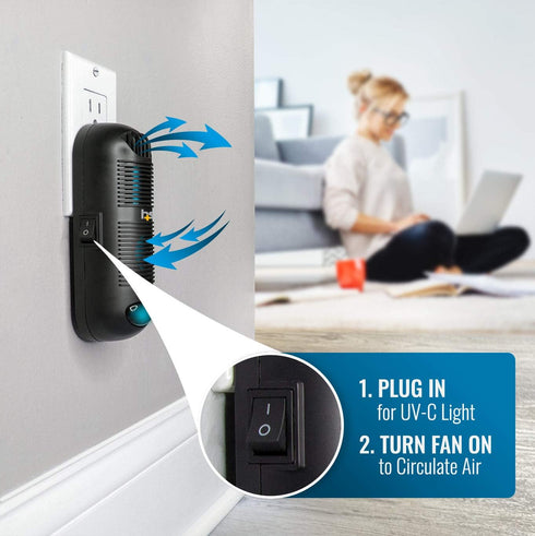 HealthSmart Air Purifier and Air Sanitizer with UVC Ultraviolet Light, Cleans up to 300 Square Feet, Black, 1 Count