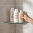 3 Pack Kingrol Glass Bathroom Shower Shelves, Extra Thick Wall Mounted Shelves, Clear Floating Corner Shelves