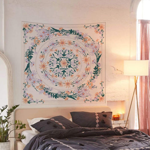 Simpkeely Mandala Floral Medallion Tapestry, Bohemian Hippie Wall Hanging for Bedroom Living Room