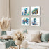 16x16" 4P Sea Turtle Bathroom Decor Ocean Animals Canvas Wall Art Nautical Theme Teal Octopus Pictures Nursery Kids