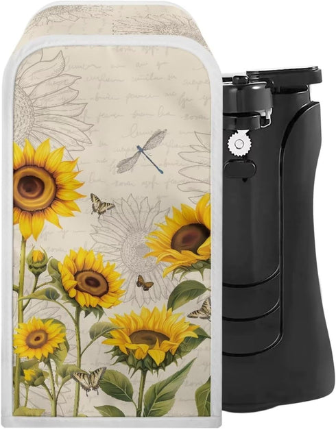 Can Opener Cover, Dragonfly Sunflower Design for Dust and Stain Protection, Fits Most Electric Can Openers