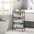 4-Tier 3 TOOLF Rolling Cart, Metal Utility Cart with Hooks, Easy Assemble Mobile Storage Trolley On Wheels, Metal