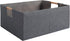 Fabric Storage Bin Box, Foldable Cotton Linen Basket with Wooden Handles, Gray, Medium for Laundry, Clothes, Blankets