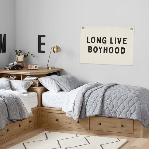 Long Live Boyhood Banner, Boy Nursery Decor, Linen Banner Wall Hanging Flag Decor for Nursery Playroom Toddler Boys