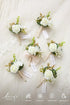 Ling's Moment 6pcs Boutonniere for Men, Artificial Flowers for Wedding Decor, White Baby Breath Ivory