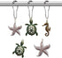 Molika 12PCS Rustproof Metal Shower Curtain Hooks Rings, Starfish Seahorse Turtle Decorative Bathroom Accessories