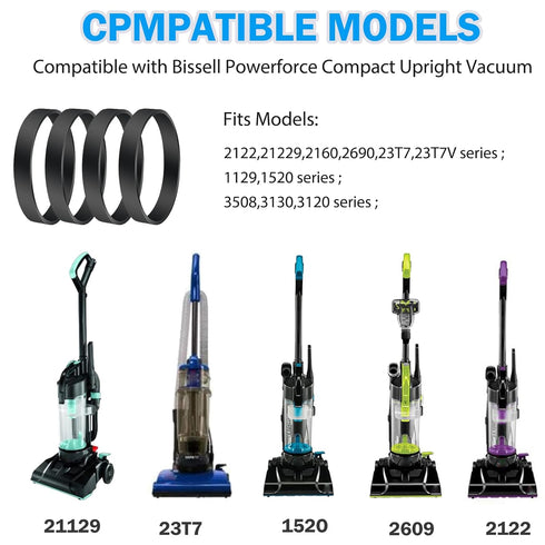 Vacuum Belts Replacement for Bissell PowerForce Compact Lightweight Upright Vacuum, Compatible Models, 4 Pack