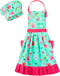 MHJY Kids Apron Hat Set for Girls, Vintage Pleated Skirt Adjustable Kitchen Apron with Pockets for Baking