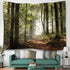 DZGlobal Forest Pathway in the Misty Mountain Tapestry Wall Hanging Art Nature Landscape Tapestries 80W X 60L Inch Home Decor for Living Room Bedroom Kitchen Dorm Green