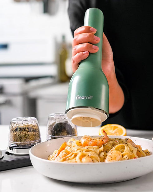 Set FinaMill Dried Herbs+ Pod Single Refillable Spice Pod for Dried Herbs & Larger Spices, Adjustable Grind Size, Long