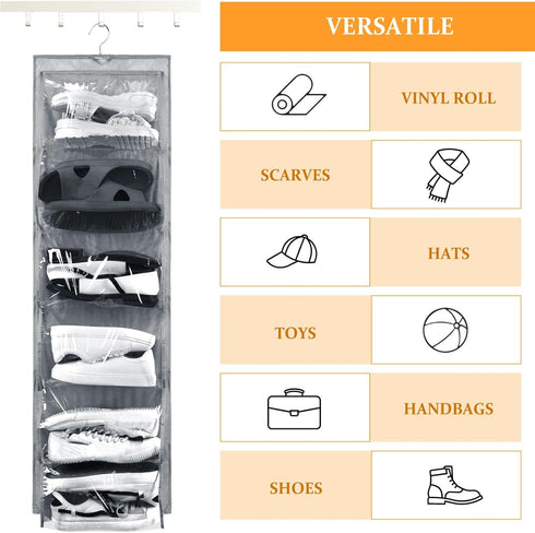 3 12 Closet Barydat Pcs Dual Sided Hanging Shoe Organizer Clear Pockets Mesh Hanging Shoe Rack Holder with Rotating