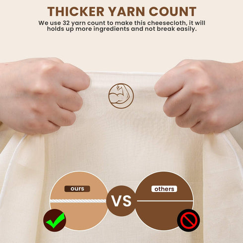 4 Pack Precut Cheesecloth, 15 x 15'' Grade 100, Ultra Fine Unbleached Cotton for Straining & Cooking