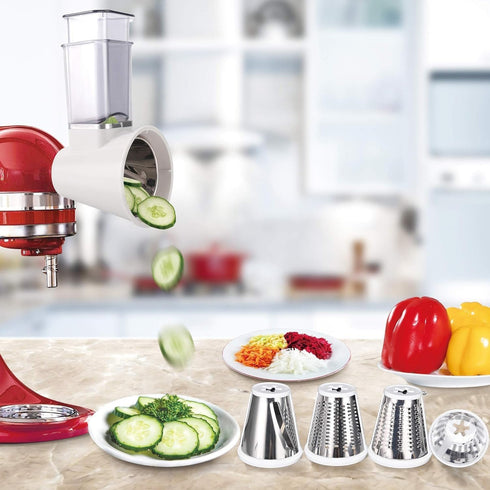 Airpro Slicer Shredder Attachment for KitchenAid Stand Mixer, Vegetable Slicer, Cheese Grater, Dishwasher Safe (Blue)