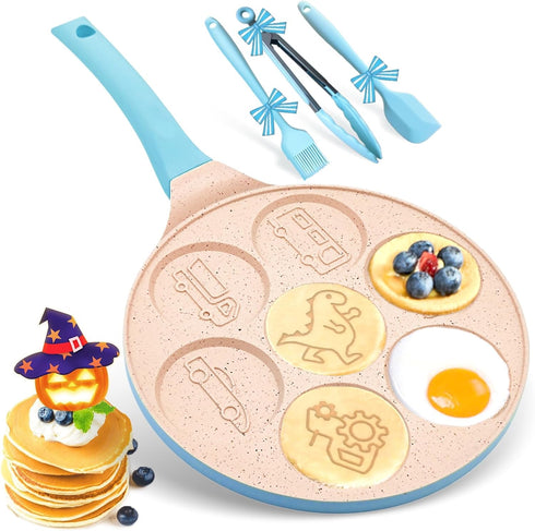 Dinosaur Egg Pan, 7-Cup Nonstick Omelette Skillet for Pancakes, Eggs, Crepes, Breakfast Pancake Maker