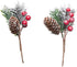 Crafare 20 Pack Artificial Christmas Tree Picks - Assorted Red Berry Pine Picks Spray with Pinecones, Holiday Décor