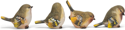 RAZ Imports Striped Wing Bird Resin Decorative Tabletop Figurine, Set of 4, 2.5 x 2.25 inch, Sage Green