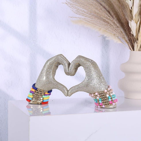 Heart Hand Sculpture, Champagne Gold Home Decor Aesthetics for Shelves on Coffee Table Dining Table Centerpiece