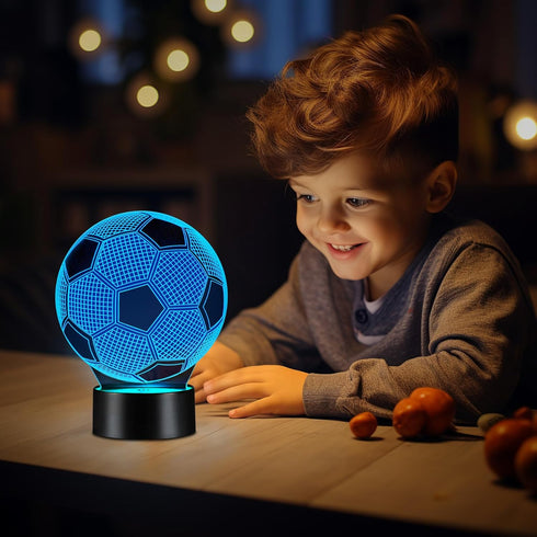 Linkax Soccer Gifts for Kids, 3D Illusion Lamp Night Light with 16 Colors Remote, Birthday Christmas Gifts for Boys