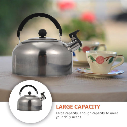 ABOOFAN Whistling Tea Kettle - Stainless Steel 2L Teapot for Stovetop Hot Water, Fast Boil Silver Kettle
