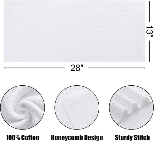 Kitinjoy 100% Cotton Waffle Weave Kitchen Towels, 4-Pack Super Soft Dish Towels, 13 in x 28 in, White